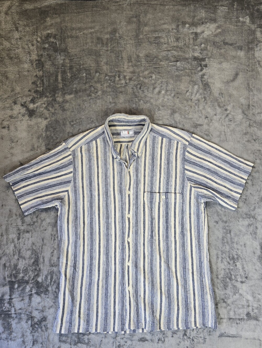 I.Miller Striped Seersucker Butron Up Shirt Size Large